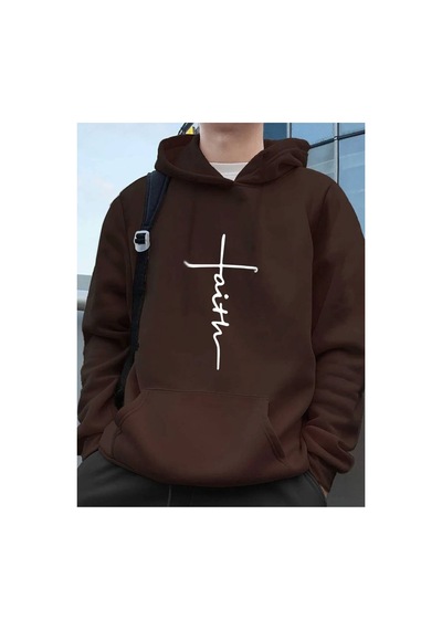 Medinenur İnanç Baskılı Kapüşonlu Sweatshirt Kahverengi