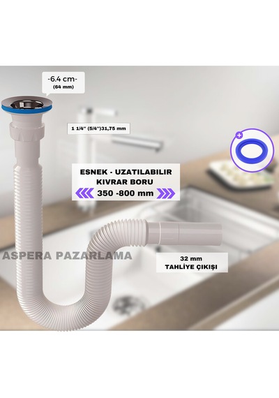 Güçlü Plastik Körüklü Lavabo Sifonu