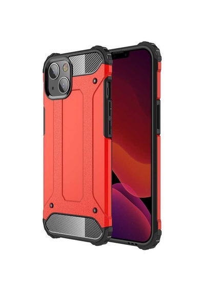 Kilifone - Apple Uyumlu iPhone 13 - Kılıf Çift Katman Zırh Tank Crash Military Kapak - Kırmızı