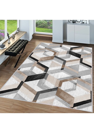 Rovigo Home Dijital Baskı Yıkanabilir Kaymaz Taban Salon Halısı RVG1544-HT176 Çok Renkli
