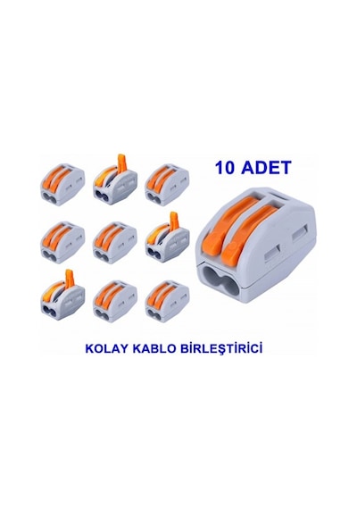 10x Spring Lever 2 Pin Yaylı Klemens Konnektör Terminal Blok Bağlantı Soketi