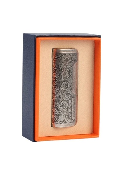 Conquistador 1li Torch İşlemeli Antik Gümüş Metal Puro Çakmağı 8008ct