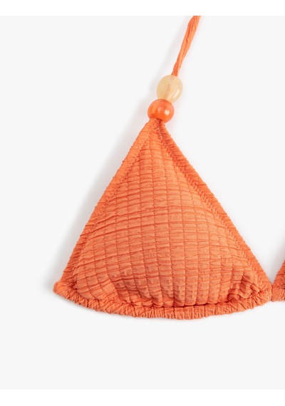 Koton Dokulu Aksesuarlı Üçgen Bikini Üstü Turuncu 5sak10208mm Turuncu
