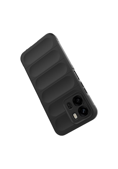 Oppo A6x Kılıf Esnek Tpu Oyuklu Arka Yüzey Tasarımlı Etnik Silikon Kapak Siyah