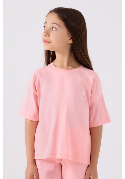 U.S. Polo Assn. U.s. Polo Assn Kız Çocuk Pembe Bermuda Takım Us1848-c-v50 Pembe
