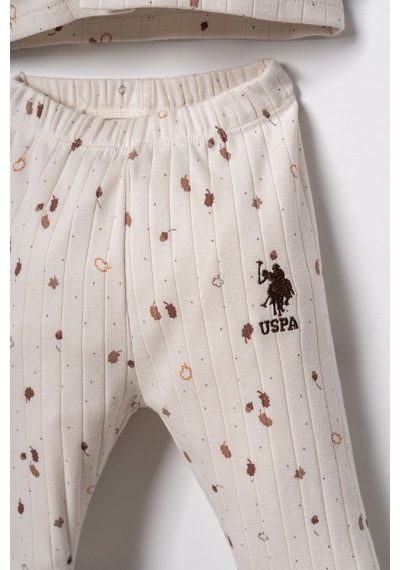 U.S. Polo Assn. Erkek Bebek Falling Leaves Beyaz Gömlek Pijama Takımı Usb3103-c-v1 Usb3103-c-v1