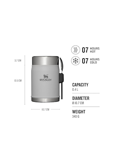 Stanley Classic Legendary Yemek Termosu Kaşıklı 0,4 L Gri Gri