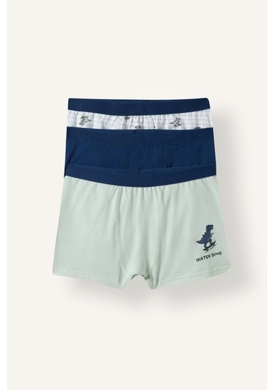 Defacto Dinozor Baskılı Penye 3lü Boxer Erkek Çocuk I4097a826auwt34 Beyaz-wt34