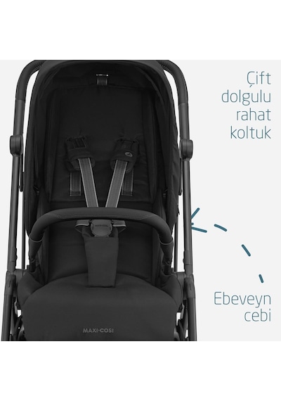 Maxi-Cosi Leona2 Çift Yönlü Uzatılabilir Sırt Desteği Tam Yatabilir Bebek Arabası Twillic Black