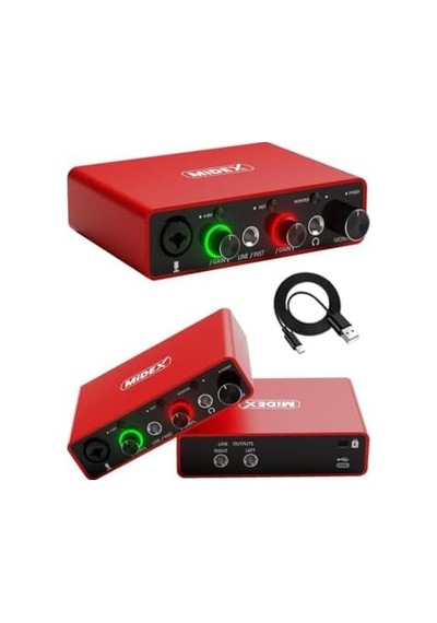 Glx-700rd Üst Segment Usb Stüdyo Ses Kartı 2 Giriş 2 Çıkış 24bit/192khz