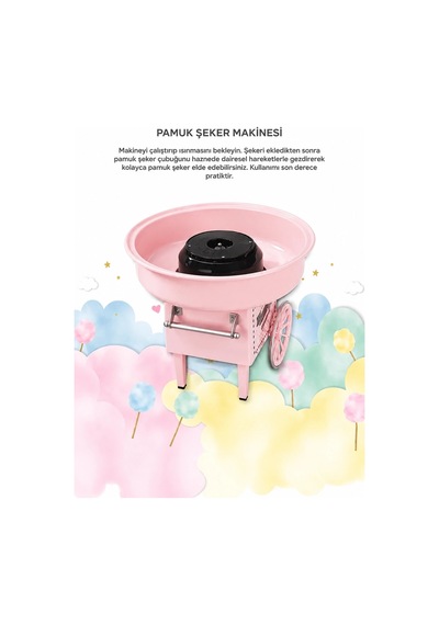 Ev Tipi Pamuk Şeker Makinesi Kompakt Tasarım Çocuklar Ve Partiler İçin Pembe 01