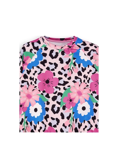 Denokids Çiçekli Leopar Kız Çocuk Sweatshirt Renkli