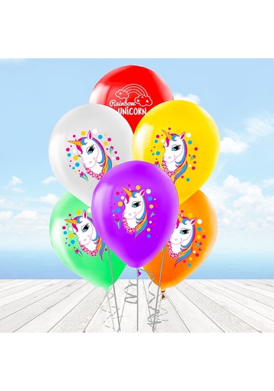 Balon Standlı. 7 Adet - Unicorn Rainbow Balon