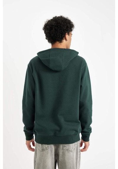 DeFacto Regular Fit Kapüşonlu Kanguru Cepli İçi Yumuşak Tüylü Basic Düz Sweatshirt X8283AZ24AUGN536 Yeşil