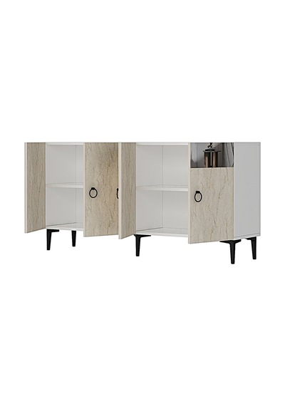 Ka1514 Gama Konsol Ve Tv Sehpası 150cm Beyaz-traverten-silver