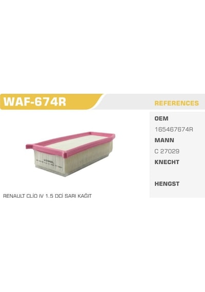 WINKEL WAF-674R Hava Filtresi CLIO IV Captur / Sandero Duster Dokker 0.9 Tce 1.2 Tce 1.5 DCI
