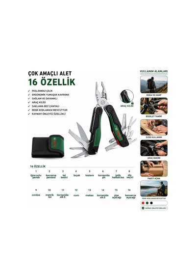 Çok Amaçlı Pense Seti 16 Parça Çantalı