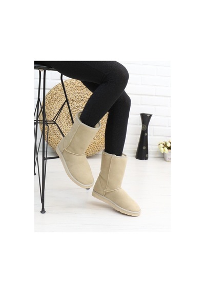 Nesil Shoes Etna Ten Süet Orta Boy Agh Kadın Bot-bej-süet Bej