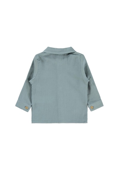 Civil Baby Müslin Uzun Kol 6-18 Ay Gömlek - Mavi Soft İndigo