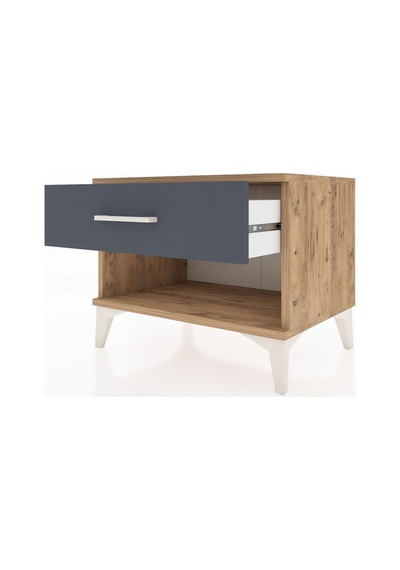 Hyperion Komodin Tek Çekmeceli 60x44x48 Çam-antrasit Atlas Çam