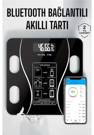 Northcity Akıllı Bluetooth Tartı - Vücut Yağ Ölçümü, Bmr Ve Bmı Analizi