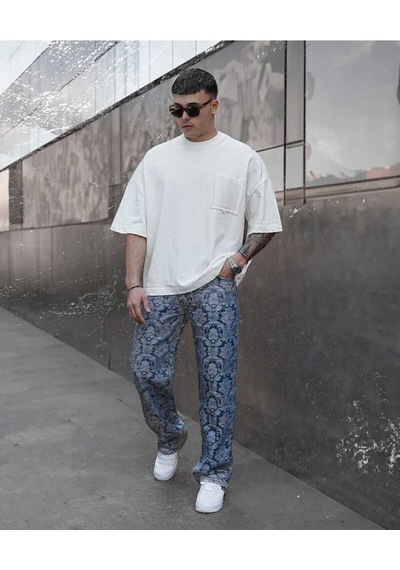 Beyaz Cep Detaylı Oversize Tshirt Beyaz