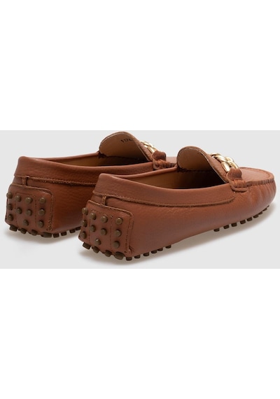 Hakiki Deri Taba Tokalı Kadın Loafer-taba Taba