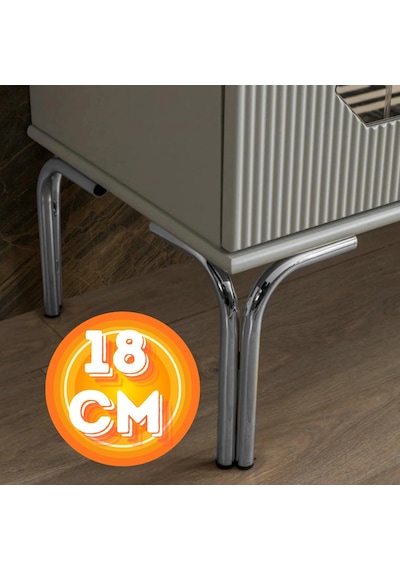 18 Cm Metal Magnolia Koltuk Ayağı Mobilya Ayağı Ünite Ayağı Konsol Ayağı Puf Berjer Ayağı 4 Adet Krom