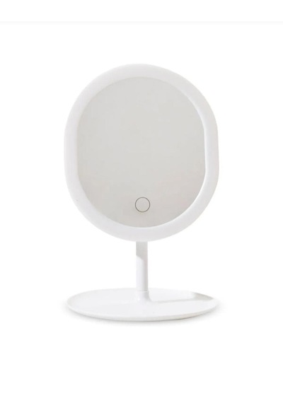 Eklips 3 Renk Led'li Taşınabilir Şarjlı Işıklı Oval Makyaj Aynası Beyaz