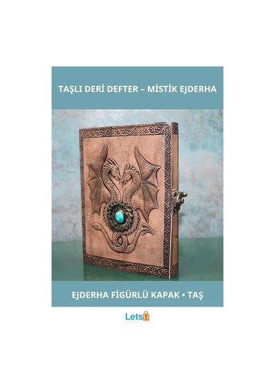 Ejderha İşlemeli Taşlı Deri Defter 20x15 Cm Çok Renkli