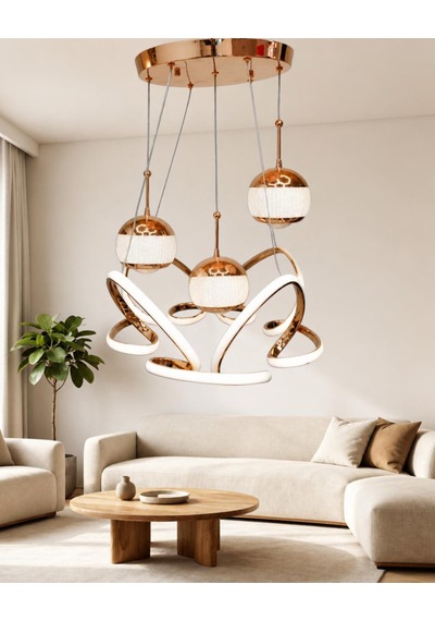Kelebek 4 Lü Büyük Modern Ledli Avize 3 Renk Power Ledli Gold Kaplama Kumandalı Yatak Odası Salon Mutfak