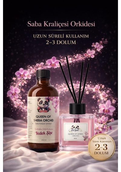 Saba Kraliçe Orkidesi Çubuklu Oda Kokusu 250 Ml Refil Ve 100 Ml Difüzör Şişe Fresh