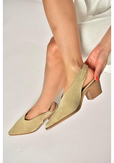 Fox Shoes Y654300202 Bej Hakiki Deri Süet Alçak Topuklu Western Ayakkabı Bej