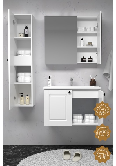 Teta Home Aldera 65 Cm Mdf Gövde Membran Kapak Banyo Dolabı Seti + Boy Dolabı Beyaz Teta Home Aldera 65 Cm Mdf Gövde Membran Kapak Banyo Dolabı Seti + Boy Dolabı Beyaz