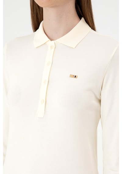 U.S. Polo Assn. Kadın Krem Basic Polo Yaka Sweatshırt 50313593-VR256