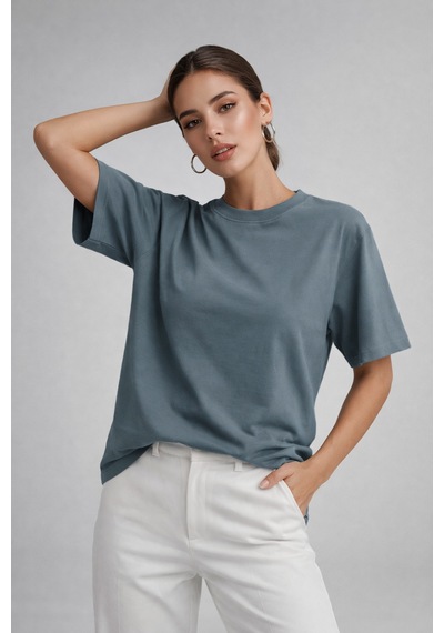 Kadın Füme %100 Pamuk Oversize Basic Tişört Rahat Kalıp Relaxed Bisiklet Yaka T-shirt Füme Kadın Füme %100 Pamuk Oversize Basic Tişört Rahat Kalıp Relaxed Bisiklet Yaka T-shirt Füme