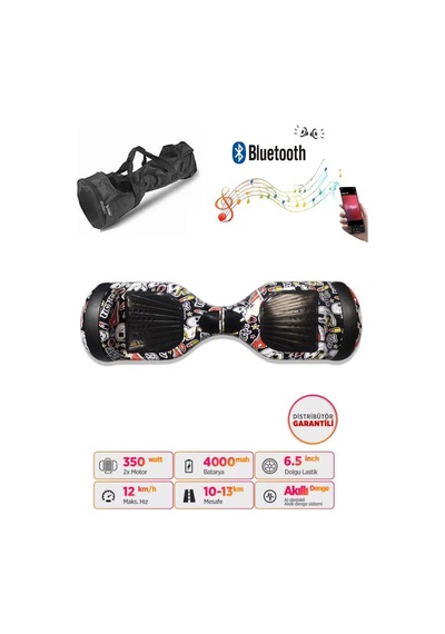 Citymate Elektrikli Kaykay Hoverboard Akıllı Denge 6.5 Inch + Hoverkart + Çanta Extrem Paket D14