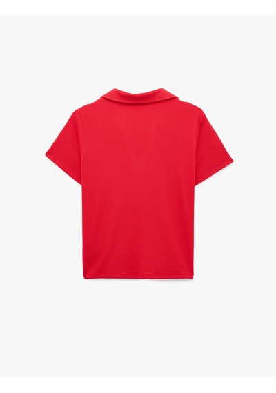 Koton Slim Fit Ribanalı Kısa Kollu Polo Yaka Tişört Kırmızı 6sak50517ek