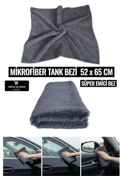 Mikrofiber Tank Bezi Süper Emici Bez 52x65 Cm Antrasit