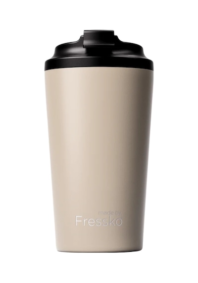 Made By Fressko Grande Boy Paslanmaz Çelik Çift Duvar Yeniden Kullanılabilir Kahve Bardağı, Termos, Yalıtımlı Termal Kupa, 475 Ml Oat - Krem