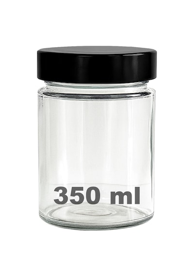 Tr 350 Ml Kavanoz Metal Derin Kapaklı 350 Cc Şeffaf Reçel, Marmelat Cam Kavanoz Deep 6 Adet Siyah Kapak Diğer