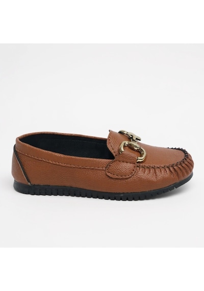 Dosa Shoes Kadın Babet Taba Zincir Tokalı Hafif Rahat Taban Şık Günlük Ayakkabı Taba