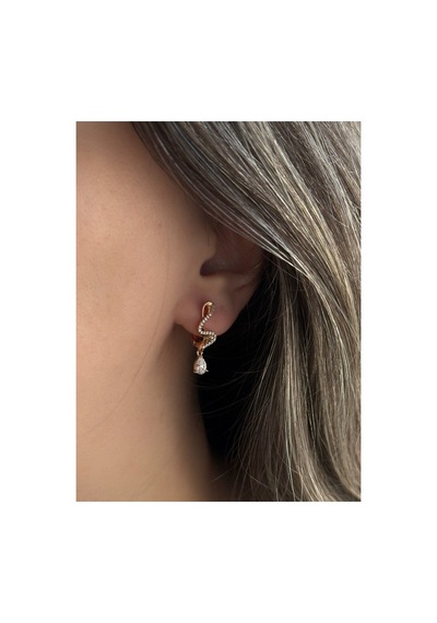 Çelik Rose Gold Taşlı Melisandre Küpe -kararma Yapmaz- Metalik