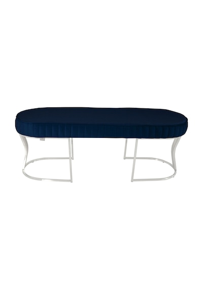 Viego Silver Striped- Mavi Kapitoneli Chester Model Puf & Bench & Koltuk & Uzun Makyaj Puff & Yatak Ucu &önü