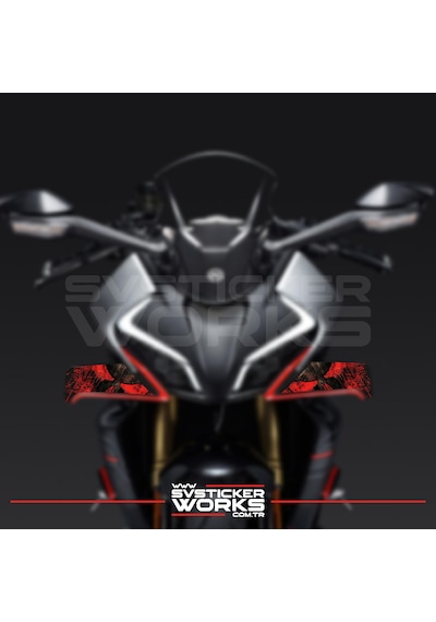 Cfmoto 450sr Kanat Kaplama Kanat Sticker Punisher Desen Yüksek Kalite Folyo Baskı Kırmızı