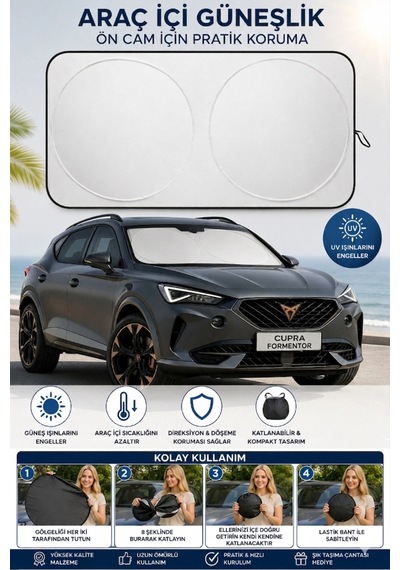 Premium Büyük Boy Katlanır Oto Ön Cam Güneşliği Isı Yansıtıcı Uv Otomobil Aksesuarı