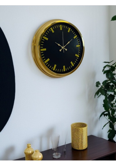 Zarif Klasik Stil 40 Cm Metal Gold Duvar Saati