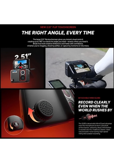 Sjcam Sj30 8k Starlight Çift Objektifli Aksiyon Kamerası - 48m, Flip Dokunmatik Ekran, Gece Görüşü, 6 Eksenli Sabitleme, 95 Ft Su Geçirmez, Ses Kontrolü, 2000 + 4200mah Piller, Vlog Ve Seyahat İçin