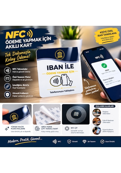 Premium Nfc Pleksi Kart Telefonla Temassız Banka Bilgisi Görüntüleme Banka Bilgi Kartı