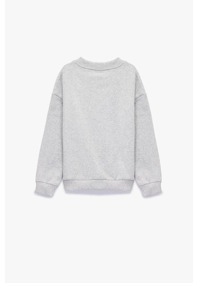 Koton Erkek Bebek Canavar Baskılı Uzun Kollu Bisiklet Yaka Sweatshirt Gri